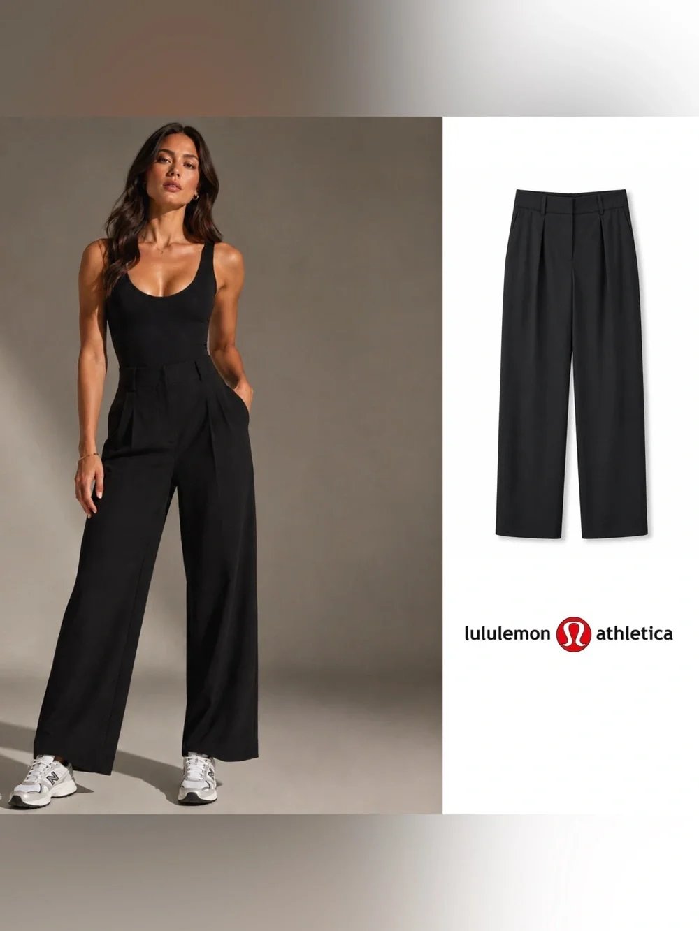 NEW Lululemon Athletica Black High-Rise Pleated Trousers